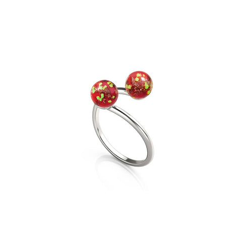 Purpurrot | 925er Sterlingsilber | Glühwürmchenglas | Unendlichkeits-Helix-Ring